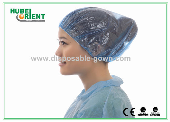 PE Disposable Shower Caps / Transparent Polythene Bouffant Hair Nets