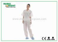 Breathable 45gsm SMS Medical Disposable Pajamas With Shirt And Trousers For Hospital Use
