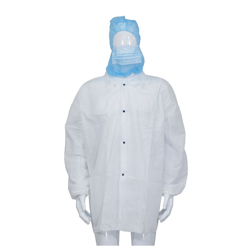 Non Woven Fabric/SMS/Tyvek Velcro Lab Coat Medical Disposable Work Clothes